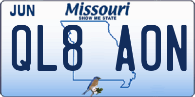 MO license plate QL8A0N
