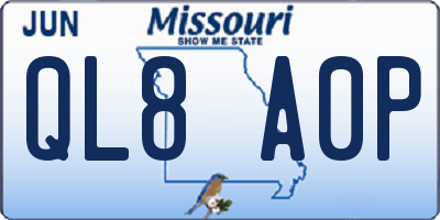 MO license plate QL8A0P