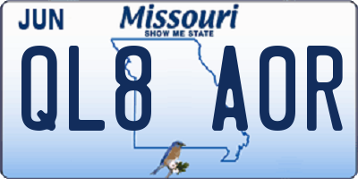 MO license plate QL8A0R