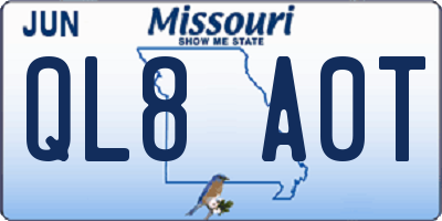 MO license plate QL8A0T