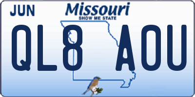MO license plate QL8A0U