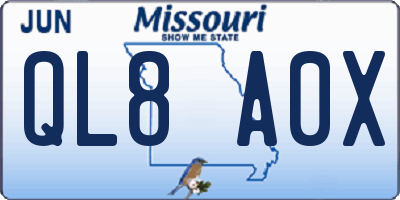 MO license plate QL8A0X