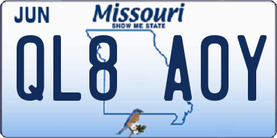 MO license plate QL8A0Y