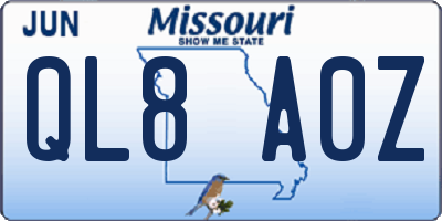 MO license plate QL8A0Z