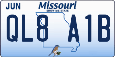 MO license plate QL8A1B