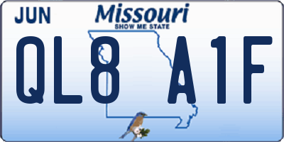 MO license plate QL8A1F