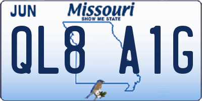 MO license plate QL8A1G