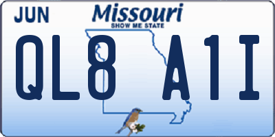 MO license plate QL8A1I