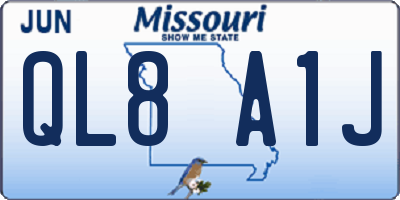 MO license plate QL8A1J