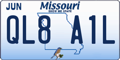 MO license plate QL8A1L