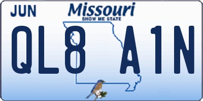 MO license plate QL8A1N