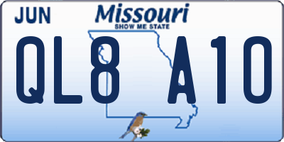 MO license plate QL8A1O