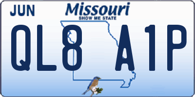 MO license plate QL8A1P