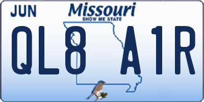 MO license plate QL8A1R