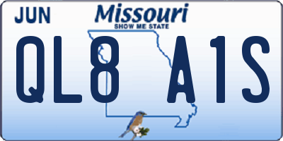 MO license plate QL8A1S
