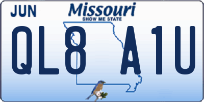 MO license plate QL8A1U