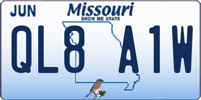 MO license plate QL8A1W