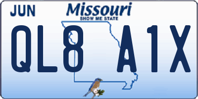 MO license plate QL8A1X