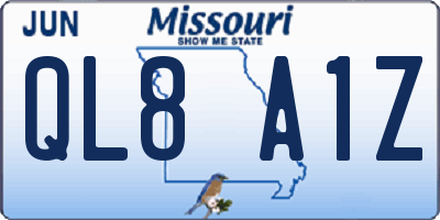 MO license plate QL8A1Z