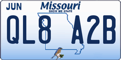 MO license plate QL8A2B