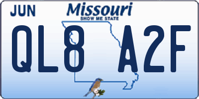 MO license plate QL8A2F