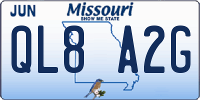 MO license plate QL8A2G