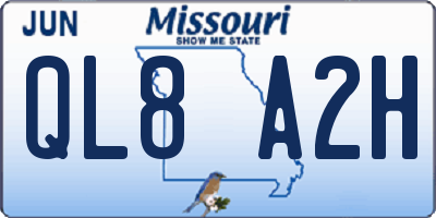 MO license plate QL8A2H