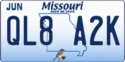 MO license plate QL8A2K
