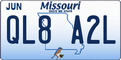MO license plate QL8A2L
