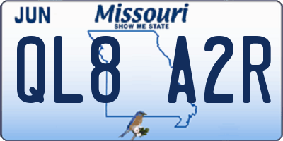MO license plate QL8A2R