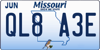MO license plate QL8A3E