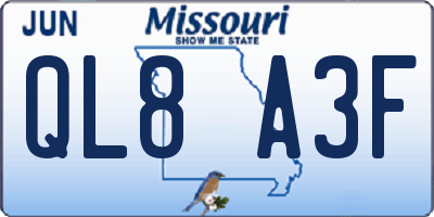 MO license plate QL8A3F