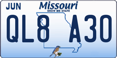 MO license plate QL8A3O