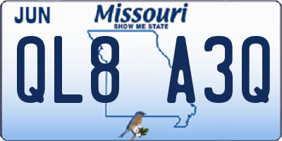 MO license plate QL8A3Q