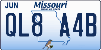 MO license plate QL8A4B