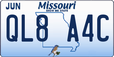 MO license plate QL8A4C