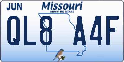 MO license plate QL8A4F