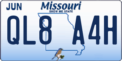 MO license plate QL8A4H