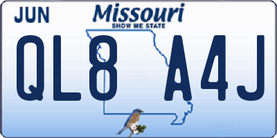 MO license plate QL8A4J