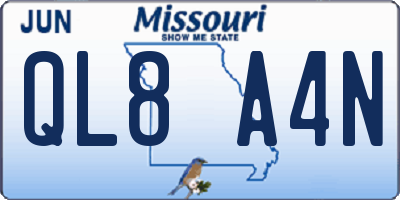 MO license plate QL8A4N
