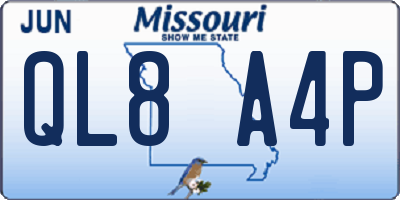 MO license plate QL8A4P