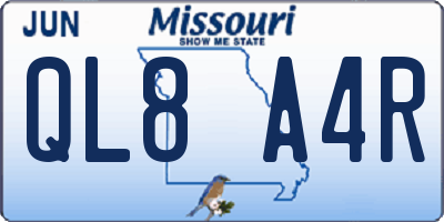 MO license plate QL8A4R