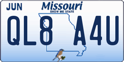 MO license plate QL8A4U