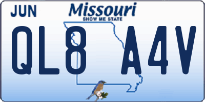 MO license plate QL8A4V