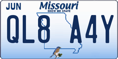 MO license plate QL8A4Y