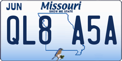 MO license plate QL8A5A