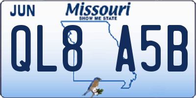 MO license plate QL8A5B