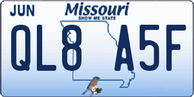 MO license plate QL8A5F