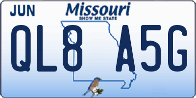 MO license plate QL8A5G