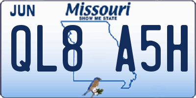 MO license plate QL8A5H